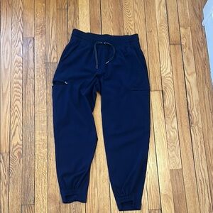 White Cross Blue Jogger Scrub Pants with Elastic Waistband
